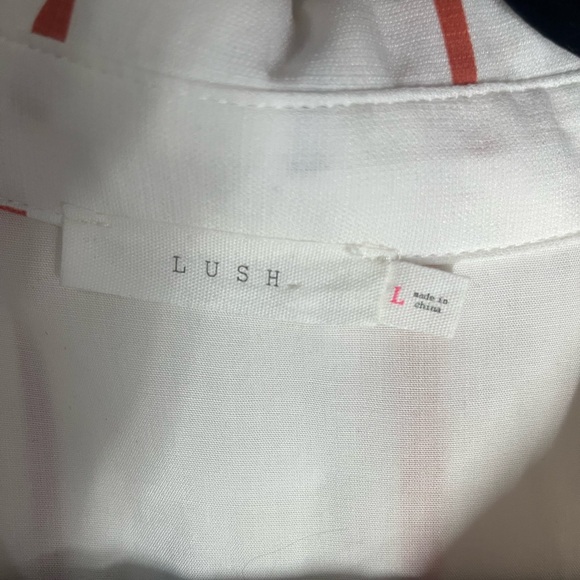 Lush Size large Multi Colored Button Up Dress W/ Pockets, Bow On Sleeves large - Picture 2 of 4